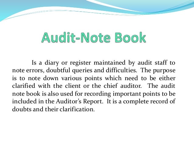 audit note book contains mcq
